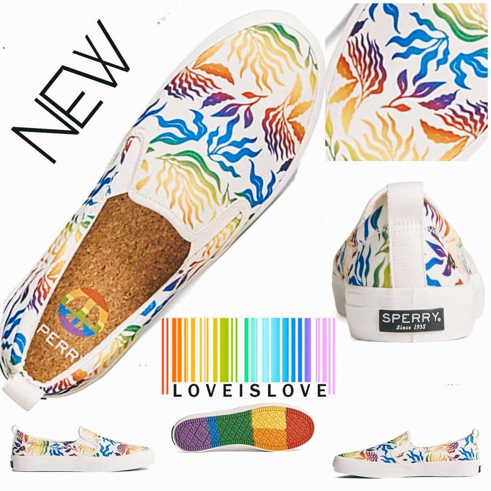 Sperry Peace Rainbow Pride NWT BNIB Top Siders Slipons Boat Limited Edition - Picture 1 of 17